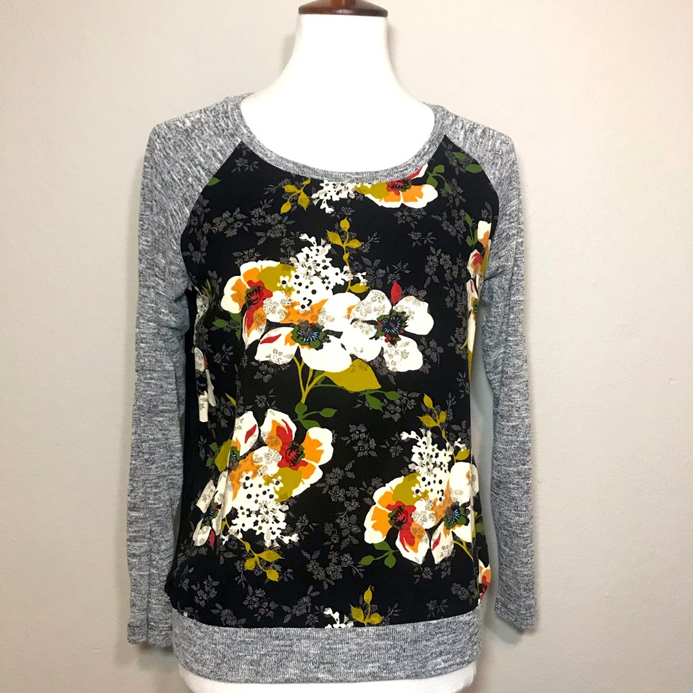 KUT FROM THE KLOTH Benter Mixed Material Floral Top Size Petite Medium